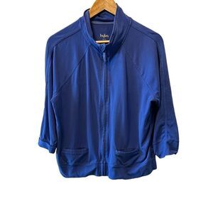 HYBA Cobalt Blue Stretch Casual Zip Up Cuffed Work Out Athletic Sweater XL